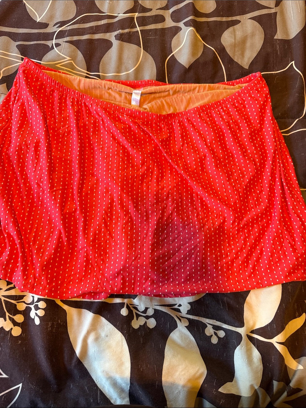 Cacique Red Mini Skirt with White Dot Print